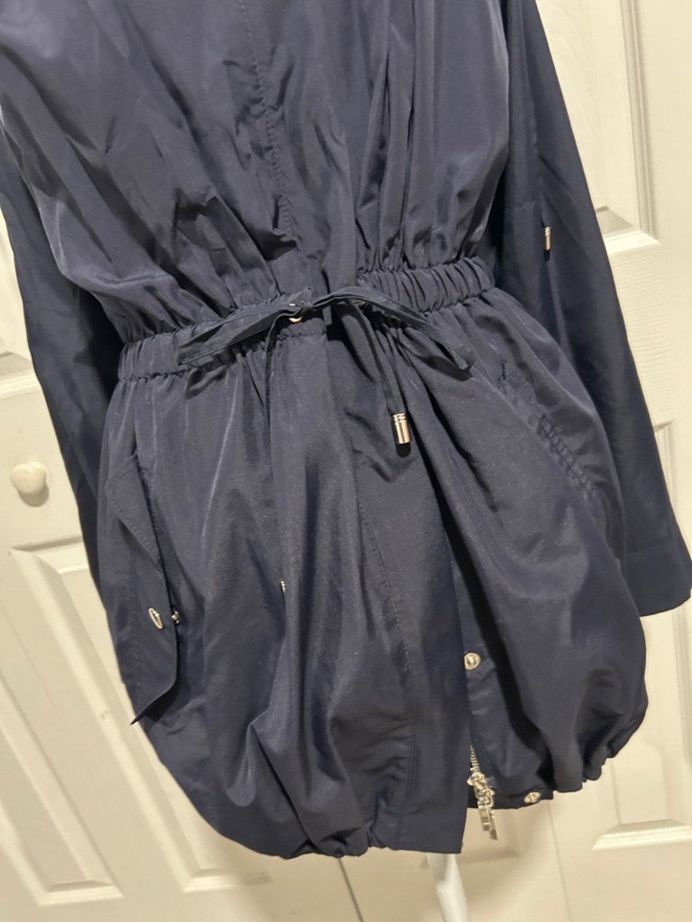 White House Black Market Navy Hooded Trench Coat - Picture 3 of 5